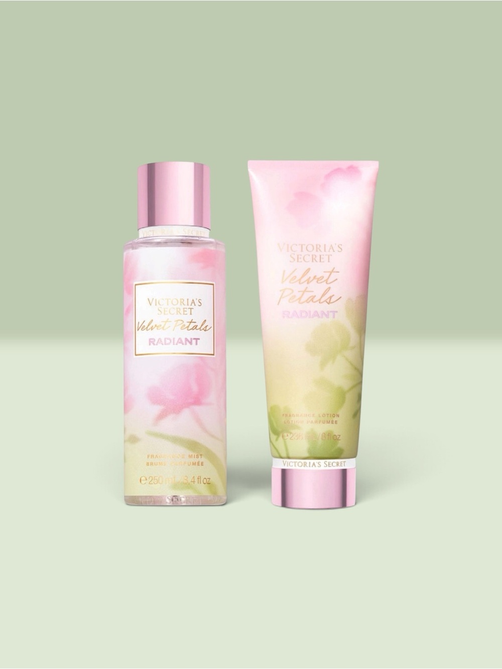 Victoria's Secret VELVET PETALS RADIANT Fragrance Mist and Lotion